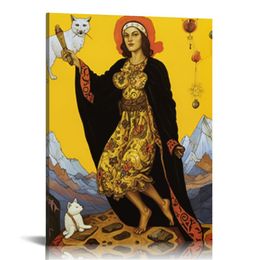 Tarot Card Wall Decor - Vintage Tarot Poster, Fool Sun Stars Tarot Wall Art Prints, Boho Celestial Wall Decor, Retro Astrology Pictures for Home Bedroom Decorations