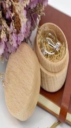 10pcs Small Round Wooden Storage Box Ring Box Vintage decorative Natural Craft Jewelry Case Wedding Accessories3298689