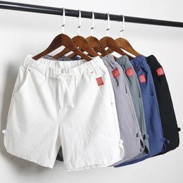 Mens Casual Drawstring Solid Short Pants Comfortable Cotton Linen Board Shorts Male Clothing Gym Running 240520