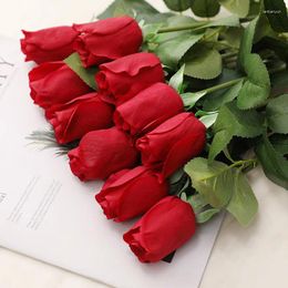 Decorative Flowers 3Pcs Artificial Bouquet Red Silk Fake Rose Flower For Wedding Home Decor Table Decoration Christmas Valentine's Day Gift