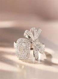 Choucong Brand New Luxury Jewellery 18K White Gold Fill Cushion Shape White Topaz CZ Diamond Gemstones Eternity Women Wedding Band B9733869