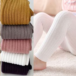 0-5 Years Girls Pantyhose Baby Footless Leggings Infant Autumn Trousers Toddler Knitted Ribbed Tights Solid Stretch Bottoms L2405