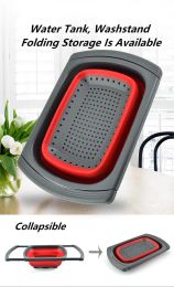 Collapsible Drain Basket Rectangular Stretch Washing Basket Kitchen Fruit And Vegetable Philtre Basket