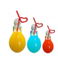 Milk Tea Glass Light Bulb Water Bottle 100ML 500ML Drink Fruit Juice Tea Leak proof Containers Lamp Bulb Bottle2302483