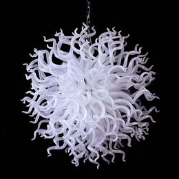 White Colour Pendant Lights Round Shape Lamps Hand Blown Glass Chandelier Diameter 80 100 cm LED Crystal Chandeliers for New House Art Decoration GG920