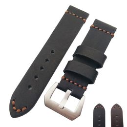 New HQ Genuine Leather Thick Black Or Brown Watch Band Strap 22mm 24mm 26mm 271l