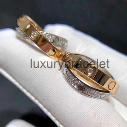 Luxurys Designers Ring Full Diamonds Rings For Women Fashionable Two-tone Patchwork Crossover Ring Top Level Gift Casual Fashion Party