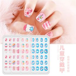 24 Pieces Boxed Children's Nail Patch Cartoon Printed Fake Nail Patch Fake Nail Stand