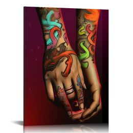 Graffiti Paintings Canvas Wall Art Promise Holding Pop Art Posters Prints Romantic Love Bedroom Decor Modern Giclee Artwork Framed Ready to Hang