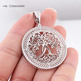 Custom Life Tree Photo Pendant & Charms Hip Hop Necklace Sterling Sier White Gold Plated For Men's Gift