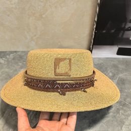 Womens Designer Ruffled Straw Fashion Knitted Hat Cap for Men Woman Wide Brim Caps Summer Bucket Outdoor Beach Hats tn