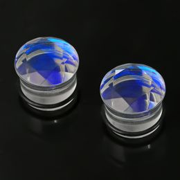 Casvort 2PCS Coloured Glass Ear Plugs Strechers Ear Gauges Body Jewellery Earrings Expanders Piercing Women Men New Arrival