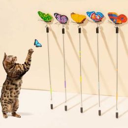 Cat Toys Toy Butterfly Stick Scalable Spring Interactive and Bell Pet Supplies d240530