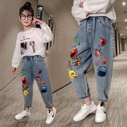 Girls Long Pants Cotton Jean Trousers 2023 Beauty Spring Summer Plus Size Teenagers Baby's Kids Children's Clothing L2405