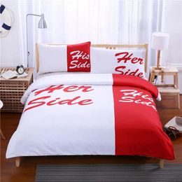 Bedding Sets Black Blue Red His Side & Her Set 3pcs Soft Couple Duvet Cover With Pillowcases Home Bedclothes Textile