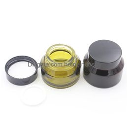 Packing Bottles Wholesale 15G 30G 50G Glass Cosmetic Empty Jar Pot Green Amber Makeup Face Cream Container Bottle With Plastic Lid And Dhznm