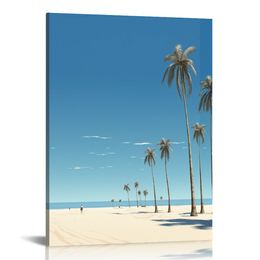 Ocean Wall Art Summer Beach Coconut Tree Ocean View, Blue Wall Art is used for wall images in living rooms, bedrooms, bathrooms, and offices.