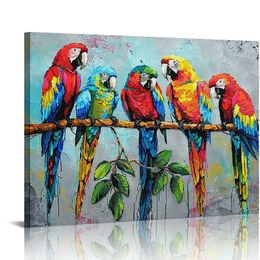 Parrot Canvas de parede arte tropical Birds pinturas Impressões coloridas Fictes de pássaros decorações de parede para sala de estar em casa