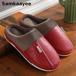Slippers Size 36-41 Women Winter Female Home Shoes Pu Leather Slip On Indoor Flats Waterproof Non-slip Casual Ladies Footwear 12