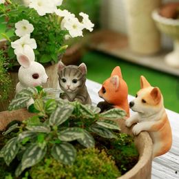 Pastoral cat rabbit hanging pot decoration garden flower pots trinkets home balcony animal pendant ornaments 240528