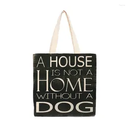 Storage Bags I Love US Home Dog Linen Shopping Bag Ladies Shoulder Foldable Outdoor Beach Handbag Female F552