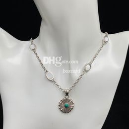 Silver Blue Amber Chokers Necklaces New G Letter Long Chain Pendants Necklaces With Gift Box