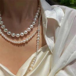 Pendant Necklaces Elegant 2Pcs/set Imitation Pearl Beaded Choker Collar For Women Long Tassel Wedding Bridal Party Jewellery Gifts