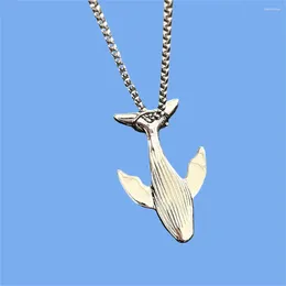 Pendant Necklaces Glossy Whale Titanium Steel Necklace Men And Women Personality Hip-Hop Street Ins Style Simple Small