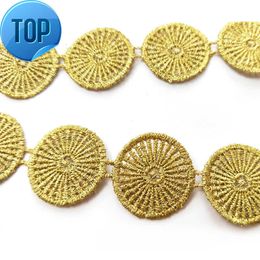 A New round gold coin metal lace trim neckchain clothing lace decorative ribbon J02
