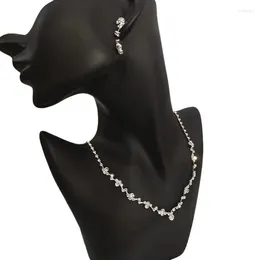 Necklace Earrings Set Fashion Crystal Bridal Silver Color Geometric Choker Bracelet Wedding Jewelry Noble Elegant