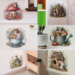 Cartoon Cute Funny Personalized House Wall Stickers Bedroom Living Room Corner Staircase Home Decoration Sticker L2405