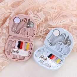 1set Portable Travel Mini Sewing Kit Buttons Pins Storage Boxes Handmade Sewing Tools Scissor Thimble Needle Threads Box Set