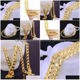Chains Solid 18K Gold G/F Mens Womens Fine Necklace Chain Birthday Valentine Gift Valuable Drop Delivery Jewelry Necklaces Pendants Dhahb