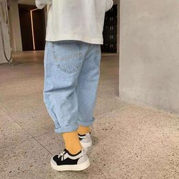 Kids Pants Childrens Clothing Boys Jeans Spring Autumn New Loose Baby Korean Trousers Tide Soild Versatile Style Pleated