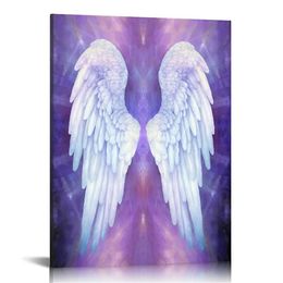 Purple Angel Feather Back View Abstract Art Poster Canvas Painting Posters And Prints Wall Art Pictures for Living Room Bedroom Decor