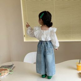 Kids Pants Boys Girls Trousers Loose Fitting Wide Legs Jeans Spring Autumn New Simple Childrens Clothing