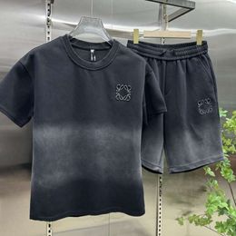 Designer Luxury Loes Classic Summer men's casual two-piece set, slightly loose half-sleeve and elastic pants, sports vitality comfortable short-sleeve suit