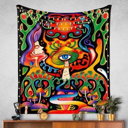 Tapestries Mushroom Tapestry Wall Hanging Colorful Trippy Vertical Hippy Eye For Bedroom Living Room Dorm Decor