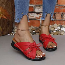 Slippers Sandals Women Wide Foot Red Butterfly Slope Slippers Comfortable Wedge Ladies Slippers Outdoor and Indoor Shoes T240530