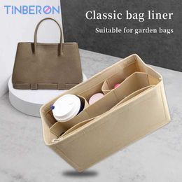 Cosmetic Bags Tinberon Bag Organizer Insert Garden Party 30 36 Inner Bag Felt lined Makeup Bag Large Capacity Makeup Bag Handbag Organizer G240529