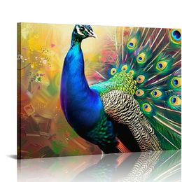 Peacock Wall Art Colourful Peacock Pictures Wall Decor Gift Canvas Prints Modern Artwork Home Decorations Framed for Living Room Gallery Office Bedroom