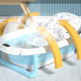 Foldable Large Household Baby Bathtub Intelligent Temperature Control Nonslip Portable Bath Basin for Safe Infant Bathing