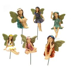 5PCS/6PCS Fairy Figurines Elf Set Resin Crafts Garden Miniatures Micro Landscape Angel Statue DIY Ornament Decoration Home Craft 240529