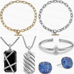 mit Box Dy Brand Designer Anhänger Halsketten für Frauen Männer Luxus Gold Silber Vintage verschiedene Form Diamant Halskette Armband Ohrringe Länge 45 cm Schmuck Geschenk