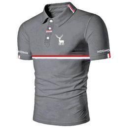 HDDHDHH Brand Print Striped Decorative T-shirt Summer High Quality Polo Mens Short Sleeve Slim Fit Top Business Shirt 240524