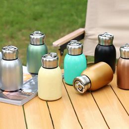 Water Bottles 300ML Stainless Steel Baby Bottle Solid Colour Kids Leak-Proof Mini Cute Shape Child Insulated Cups For Students