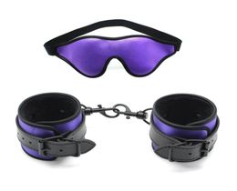 Sexy Black leather handcuffs with Blindfold eye mask BDSM Bondage Exotic Sets Bondage Sex Toys for Couples Adult Games Women7376526