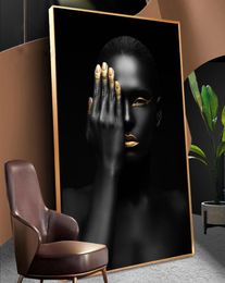 Golden Makeup Black Beauty Woman Wall Painting Poster And Prints Canvas Art Scandinavian Cuadros Nordic Decor Picture For Salon3079332