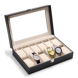 Faux Leather Watches Case 12 Grids Jewelry Ring Displaying Storage Box Organizer large capacity Watch Box High Quality 260M