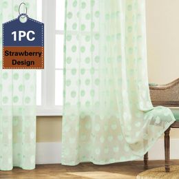 Curtain 1pc Strawberry Sheer Curtains Window Treatment Rod Pocket For Kitchen Bedroom Living Room Drapes